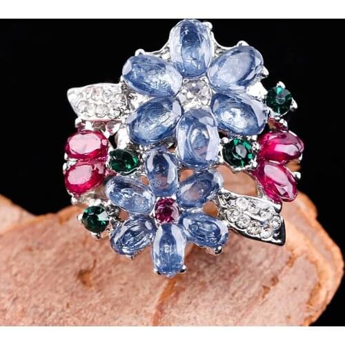 Fashion Wedding Flower Rings for Women Princess Promise Silver Color Crystal Rhinestone Ring Lady Party Jewelry Gift Wholesale