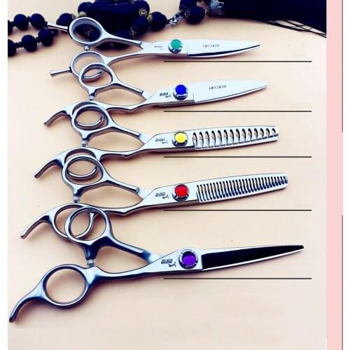 6 Professional Hair Salon Structure Scissors Set Cutting Barber Haircut Thinning Shear Scissors Hairdressing Hair Tools Scissors