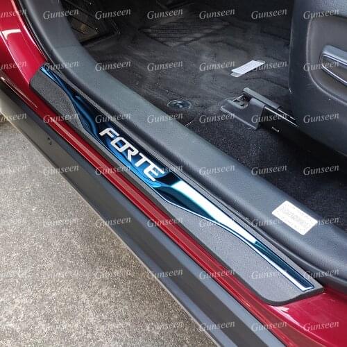 For Kia Forte Car Accessories Door Sill Protector Scuff Plate Threshold Stainless Steel Pedal Styling Sticker 2021 2020 2022