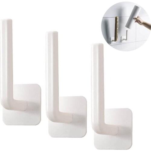 Wall-Mounted Toilet Paper Holder Stand Tissue Rack Kitchen Self-adhesive Hooks Towel Holder Tissue Hanger Storage Rack Organizer