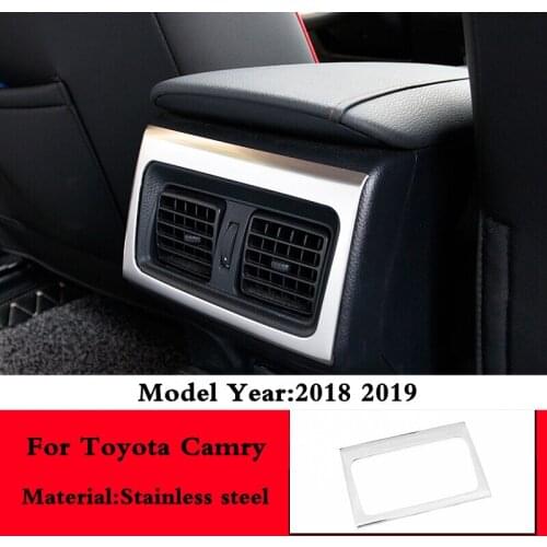 Stainless Steel Car Rear Air Conditioning Vent Outlet Trim Cover Sticker for Toyota Camry 70 XV70 2018 19 2020 Accessories 1pcs