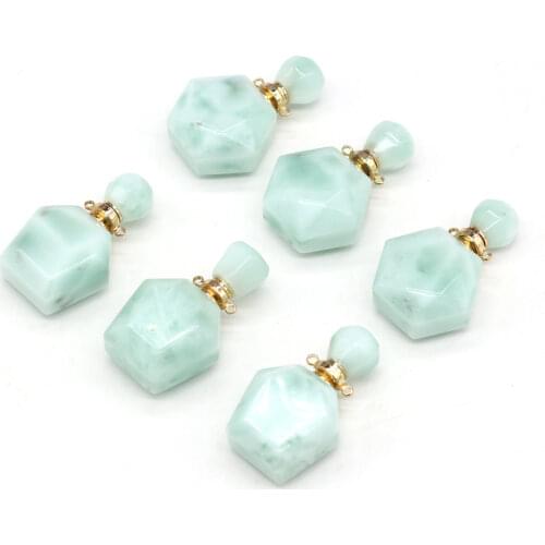 2021 New Natural Semi-precious Stone Green Angel Perfume Bottle Pendant Beads DIY Jewelry Making Necklace Bracelet Accessories