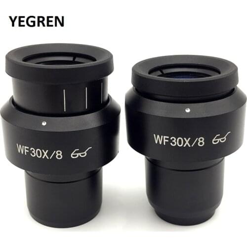 1 pcs Wide Field WF30X/8 High Eye-point Eyepiece Plan Diopter Adjustable f/ Stereo Microscope Mounting Size 30mm Field View 8mm