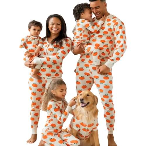 Family Matching Pajamas Set Pumpkin Mom Father Kid Baby Sleepwear Nightwear 2021 New Costume Clothes Family Match Halloween