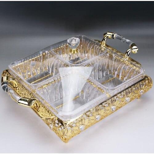 Crafts stock. high-grade candy box transparent Dry fruit lattice with cover European seeds snacks dried fruit plate wedding