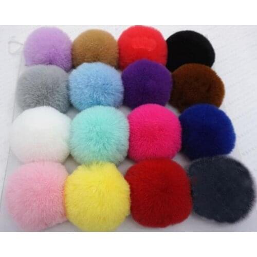 Pompon Ball Faux Fur RABBIT Pompom fluffy Soft 6cm Pom Poms for DIY Hair Bobbles Bows Accessories Keychain Bag Charms GR152