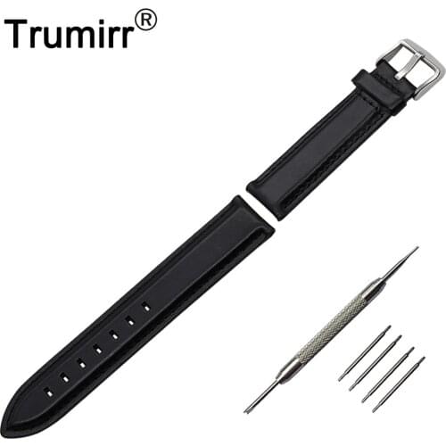 13mm 18mm 20mm First Layer Genuine Leather Watch Band for Armani Stainless Steel Buckle Strap Wrist Belt Bracelet Black Brown