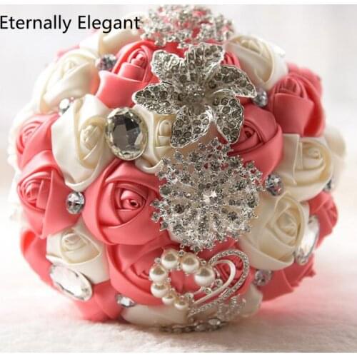 Luxurious Wedding Flowers Bridal Bouquets Pearl Crystal Artificial Wedding Bouquet Crystal Sparkle 2017 New buque de noiva EE76