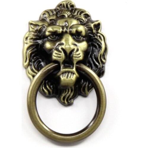 Antique Bronze Lion Head Design Drawer Ring Pull Kitchen Cabinet knob Drawer Handle Knob Lion Head Door Knocker Cabinet Knob