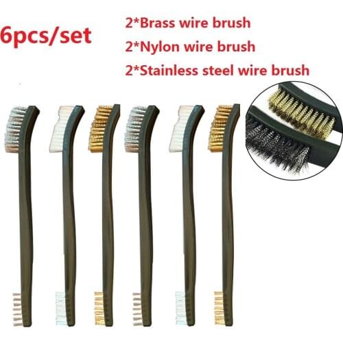 Stainless Steel WIRE BRUSH Brass Nylon Rust/Paint Remover 6pcs/set