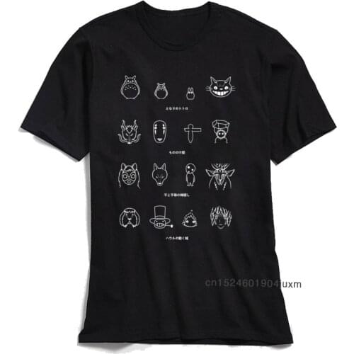 Spirit Icons T Shirt Totoro Mens Tops Faceless Tshirt 2018 O-Neck Cotton Fabric Men T-shirts Birthday Mononoke Tees Wholesale