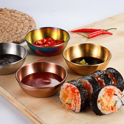 4 Colors Seasoning Dish Round Rust-proof Practical Fine Grinding Stainless Steel Household Small Metal Sauce Plate for Home