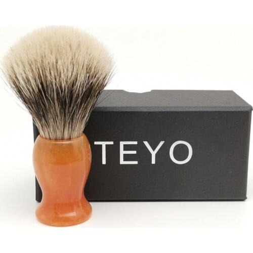 TEYO Shaving Brush of Two Band Silvertip Finest Badger Hair With Gift Box Perfect for Wet Shaving Cream Soap Razor Tools