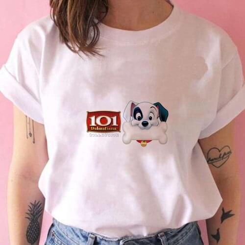 Cartoon Top Tee Women T Shirts Dalmatian and Bone Female Loose Short Sleeve Tumblr Mujer Modern Disney 101 Dalmatians Tshirt