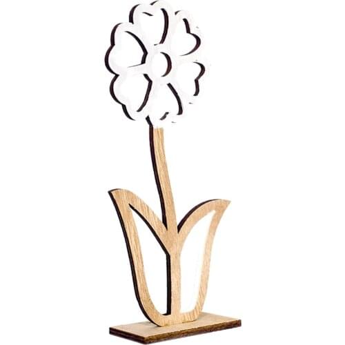 Spring Easter Wooden Hollow Out Flower Easter Holiday Table Decoration