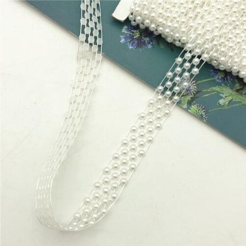 Vintage Embroidered DIY Pearl beaded ribbon Lace Edge Trim Wedding Ribbon Applique DIY Sewing