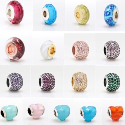 925 sterling silver rose gold Murano glass and crystal pendant beads suitable for women pan bracelets and necklaces