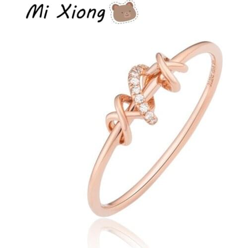 Mi Xiong 925 Sterling Silver Rings for Women Unique Rose Gold Wedding Engagement Luxury Fine Jewelry Cute Exquisite Gift Classic
