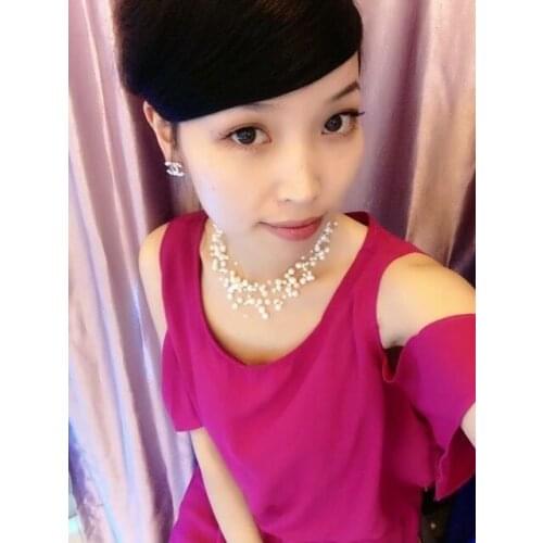 Free Shipping Bridal Pearl Necklace Natural Real Freshwater Pearl Necklace Multilayer Necklace purple rose Women Jewelry