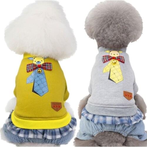 Winter Dog Clothes Bow tie bear Warm Jumpsuits Coat For Small Dogs Puppy Dog Cat Chihuahua Pomeranian Clothing Jumpsuits