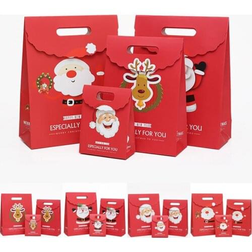1PC Gifts Deer Party Favors Santa Claus Box Bag Paper Pouch Paper Bag Cookie Treat Candy Bag