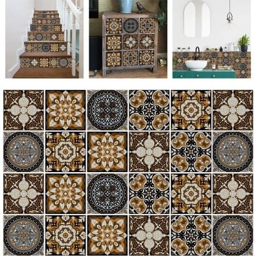 10pcs Backsplash Tile Stickers Peel Stick Wall Sticker Waterproof Removable Floor Stair Decals for Bathroom Kitchen Easy