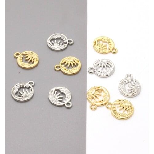 10pcs Small Hollow Sun Moon Earring Alloy Charms DIY Bohemia Women Earrings Pendant Accessory Metal Charm Jewelry Make