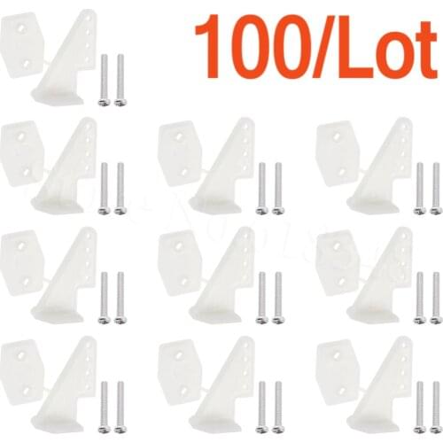 100Sets /Lot Nylon Plastic Standard Control Horns W13xL18xH25mm 4 holes With Screws For RC Airplane Parts KT Model Replacement