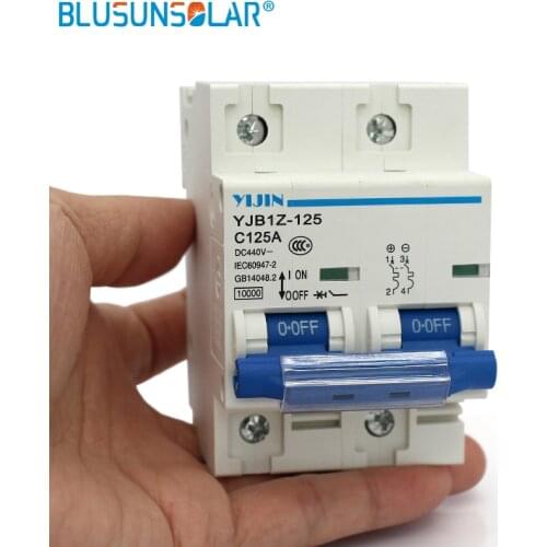 20 pieces/lot) 2P 125A DC440V MCB Solar Energy Photovoltaic PV Mini DC Circuit Breaker Used For Solar Power System