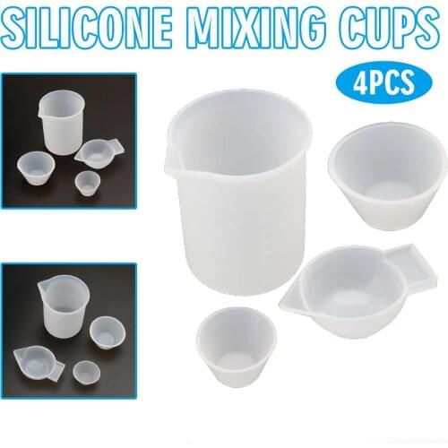 Newest 4pcs Silicone Mixing Measuring Cups 10ml 20ml 30ml 100ml DIY Jewelry Making DIY Handmade Dropper Measuring Cup Tool