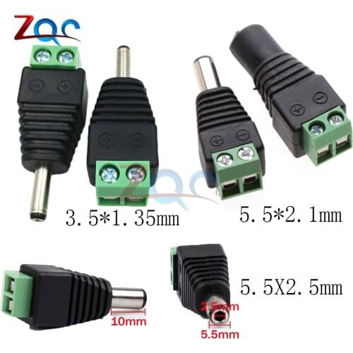 5PCS male and female DC Power plug 5.5x2.1MM 5.5x2.5MM 3.5x1.35MM 12V 24V Jack Adapter Connector Plug CCTV 2.1*5.5mm 2.5 1.35