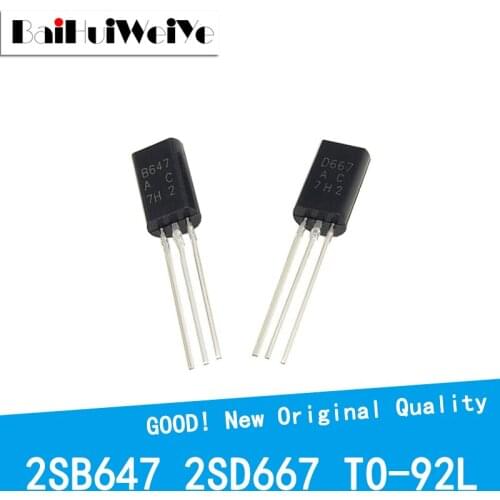 50PCS/LOT 2SB647 2SD667 B647 D667 TO-92L TO92L TO92 Triode Transistor 60V/0.5A New Original Good Quality Chipset
