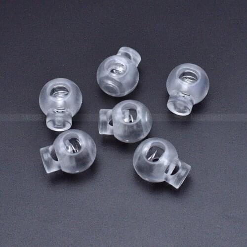 50pcs/pack Cord Lock Round Ball Toggle Stopper Plastic Toggle Clip Widely For Bag Backpack/Clothing Clear White