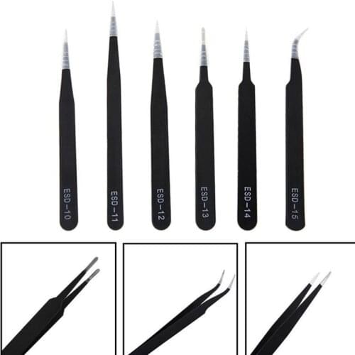 6Pcs /Set Tweezers High Precision ESD Tweezer Set stainless Tweezers tools kit for BGA Sundry Repair Non Magnetic wholesale