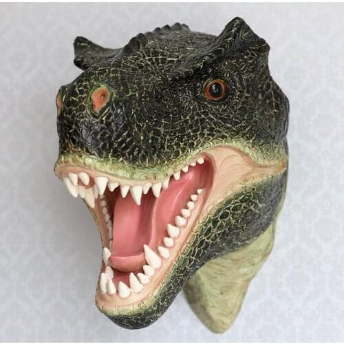 A large dinosaur head wall mural simulation of resin crafts Home Furnishing club KTV soft outfit design The statue dinosaur