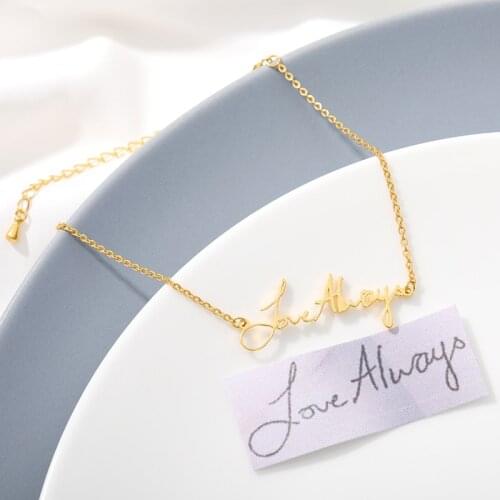 Handwriting Signature Bracelet Gold Charm Nameplate Bracelet For Women Stainless Steel Jewelry Love Message Customized Gift BFF