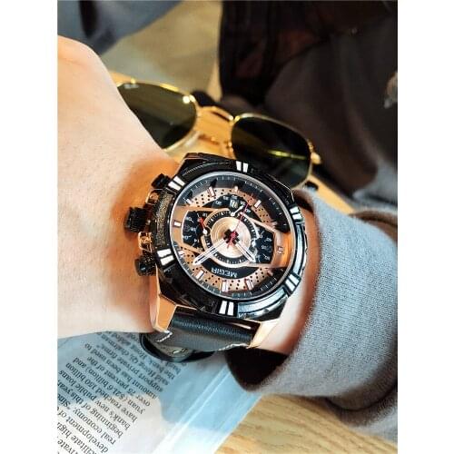 MEGIR Luxury Brand Men Analog Leather Sports Watches Mens Army Military Watch Male Date Quartz Clock Relogio Masculino 2118