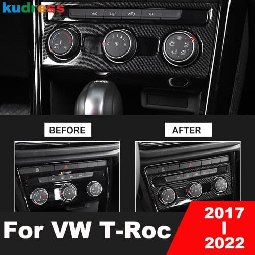For Volkswagen For VW T-Roc TROC 2017 2018 2019 Carbon Fiber Air Condition Switch Panel Cover Trim Car Interior Accessories