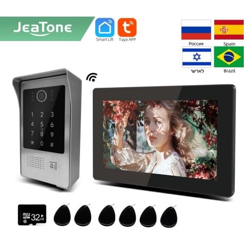 Jeatone WIFI Tuya IP Video intercom for Apartment Home Wireless call 7 Inch Wired Doorbell Camera 1.0M with Password/RFIC Unlock