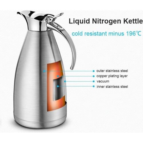 All Stainless Steel Pot Body Professional Liquid Nitrogen Kettle Pot Tank 1.5L 2L with Cold Resistant Minus 196 Degree