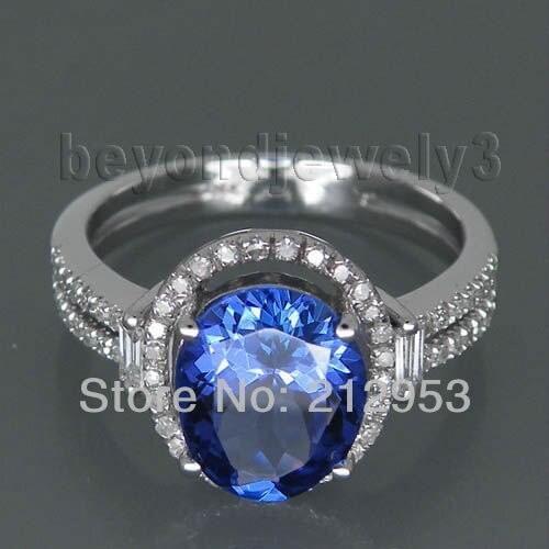 Vintage Oval 8x10mm 14Kt White Gold Natural Tanzanite Ring Good Quality Gemstone Jewelry for New Year Gift G090795