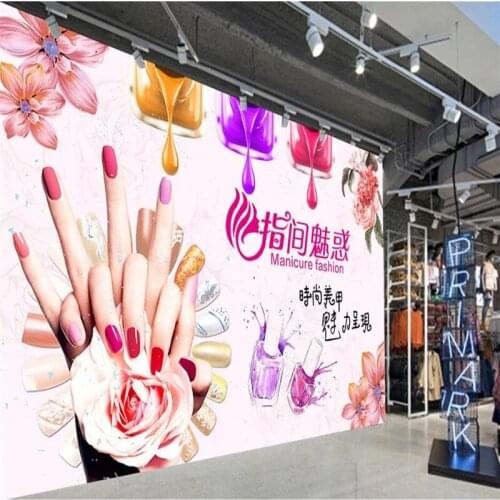 Cosmetics Nail Shop Makeup Store Fingertips Temptation Background Mural Wallpaper 3D Beauty Salon Industrial Decor Wall Paper 3D