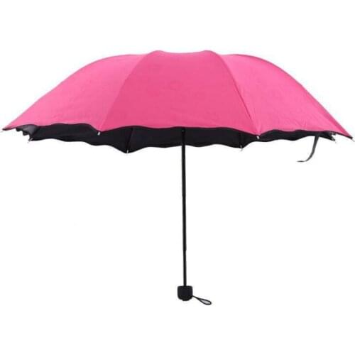 Colorful Travel Umbrellas Blossom In Water Three Folded Arched All Weather Umbrella With Coating LX6191