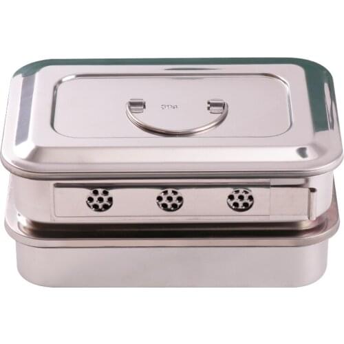Stainless steel disinfection tray with cover square with holes high temperature and high pressure utensils cosmetic instrument b