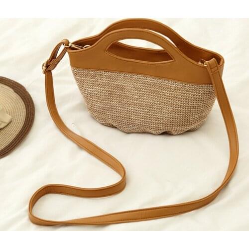 Fashion Trend Beach Totes Bag Female Straw Woven Handbags 2021 New Shell-Shaped Straw Woven Bag Holiday Vacation
