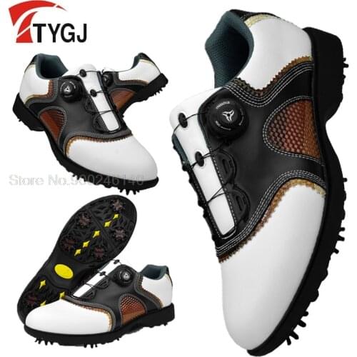 Men Genuine Leather Golf Shoes Sport Training Sneakers Man Waterproof Athletic Sneakers Spikes Nail Non-Slip Golf Trainers