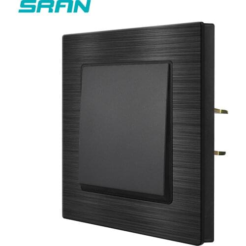 EU light switch 1gang 1way 16A 250V Aluminum Alloys Panel Black 82mm * 82mm Wall Switch eu F9KG001 Luxury