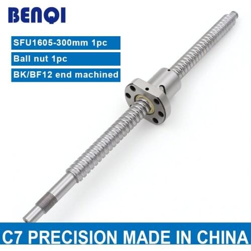 Free Shipping cheap ball screw set end machined SFU1605 300mm long + 1pc 1605 Flange ballnut+bk12 bf12 for CNC parts