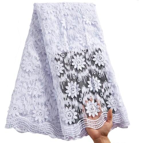 Latest African Nigerian Lace Fabric 2021 High Quality Lace Embroidery White French Milk Silk Lace Fabric For Wedding Dress S2530