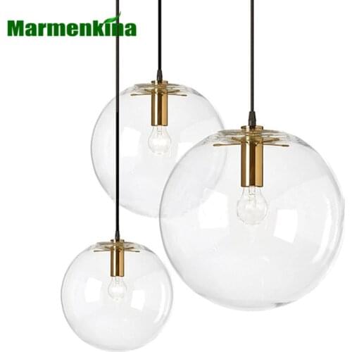 Nordic modern minimalist glass ball pendant lamp Single-head restaurant bar pendant light E27 AC110V 220V 230V